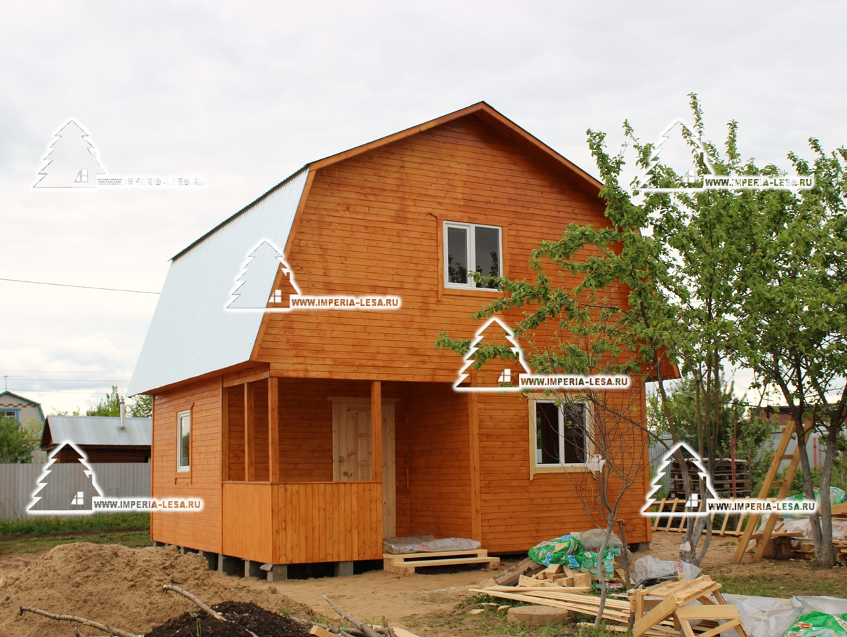 каркасный дом 6х6 с крыльцом 3х2