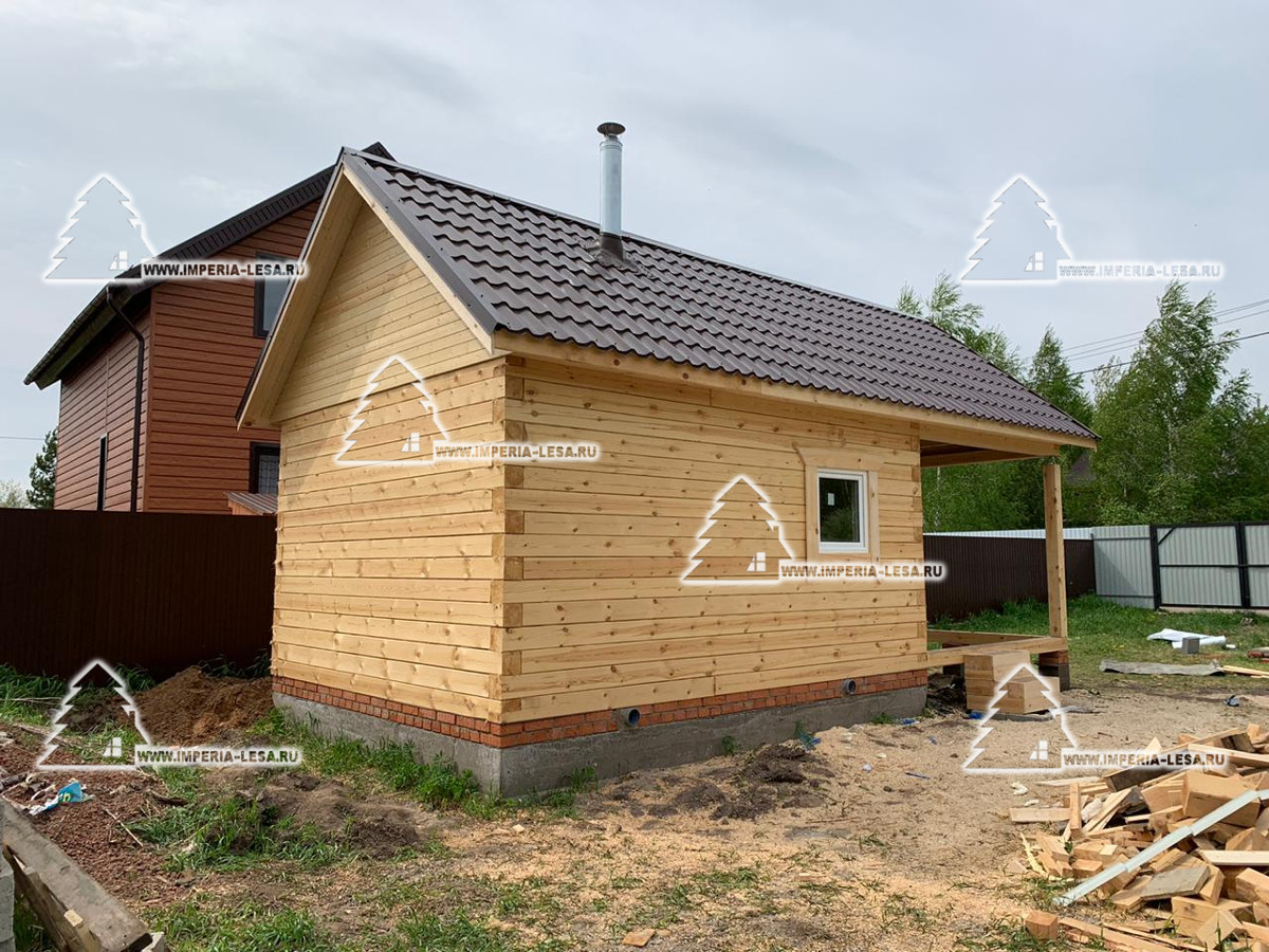 баня из бруса 5х4 с террасой 3х4