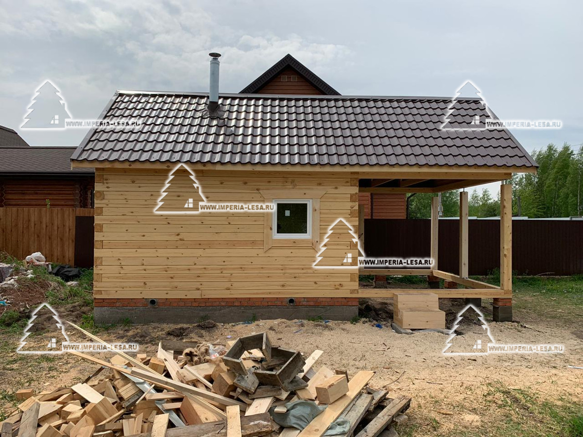 баня из бруса 5х4 с террасой 3х4